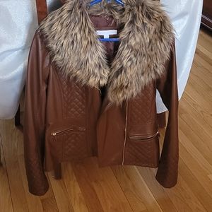 Fur collar moto jacket